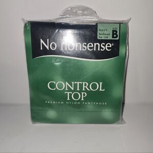 *Vintage No Nonsense Navy Control Top Pantyhose Reinforced Toe Size B